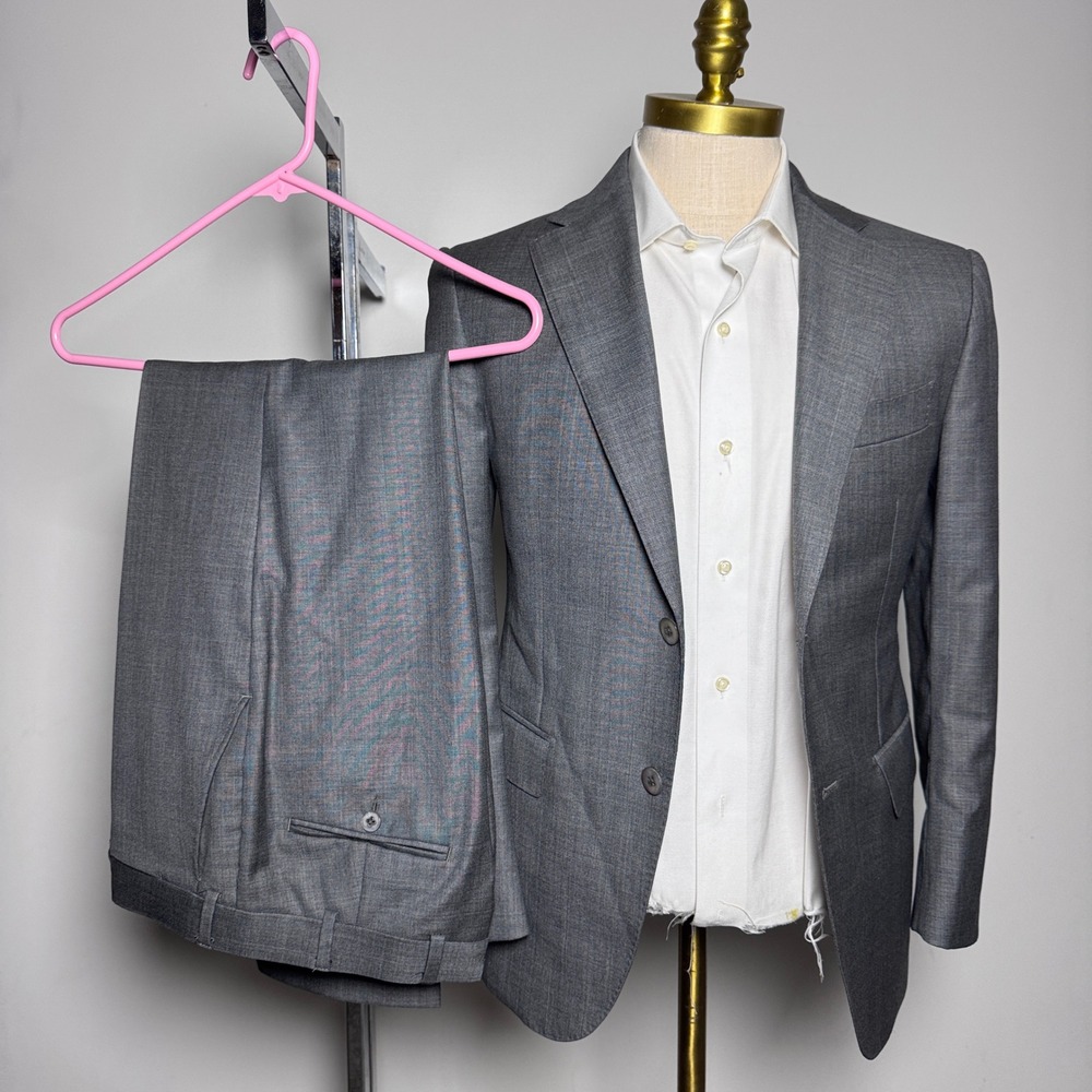 Suitsupply Napoli Suit Mens 36S W31 Grey Solid Wool 2-Button Notch Lapel
